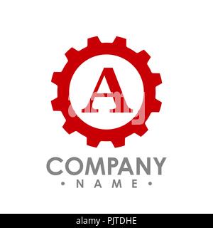 Letter A Gear logo concept- vector logo concept illustration. Abstract logo sign. Gear technology logo. Vector logo template. Stock Vector