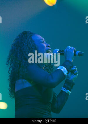 Eurodance band Snap at the Back To The 90's event in the Sportpaleis of Antwerp (Belgium, 04/04/2010) Stock Photo