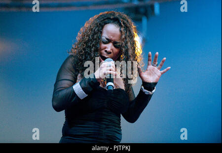 Eurodance band Snap at the Back To The 90's event in the Sportpaleis of Antwerp (Belgium, 04/04/2010) Stock Photo