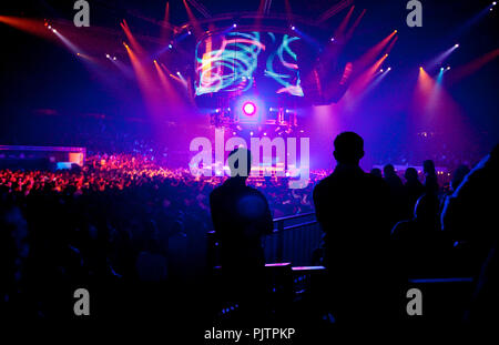 Eurodance band Snap at the Back To The 90's event in the Sportpaleis of Antwerp (Belgium, 04/04/2010) Stock Photo