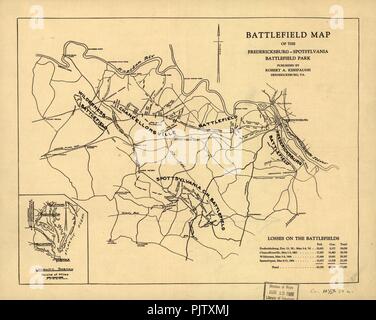 Battlefield map of the Fredericksburg-Spotsylvania Battlefield Park. Stock Photo