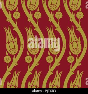 Ottoman carnation and tulip textile design Stock Vector
