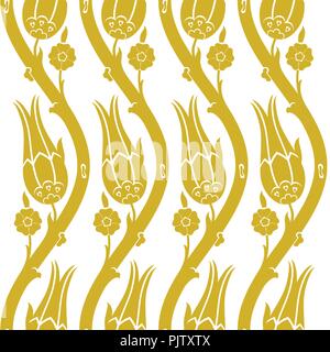 Ottoman carnation and tulip textile design Stock Vector