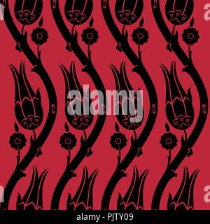 Ottoman carnation and tulip textile design Stock Vector