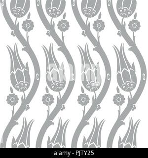 Ottoman carnation and tulip textile design Stock Vector