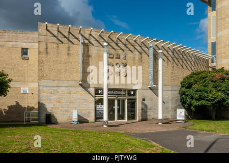 Exterior and main entrance to the North Lanarkshire Heritage Centre (1996) in Motherwell. Stock Photo