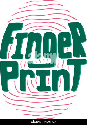 Hand-drawn illustration for modern technologies with lettering. Fingerprint. Stock Vector