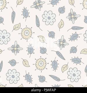 Flower hand-drawn seamless pattern with lovely fantasy elements. Stock Vector