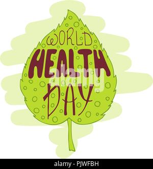 Isolated bright hand-drawn quote for World health day. Stock Vector