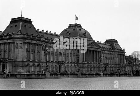 The Royal Palace of Belgium as seen from the Warande parc in Brussels (Belgium, 1993) Stock Photo