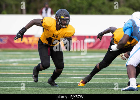 Daytona Beach, FL, USA. 8th Sep, 2018. Bethune Cookman Wildcats linebacker Trenton Bridges (42) during NCAA Football game between the VUL Dragons and Bethune Cookman Wildcats at Municipal Stadium in Daytona Beach, Fl. Romeo T Guzman/CSM/Alamy Live News Stock Photo