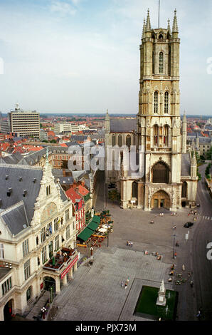 Panoramic view over the city of Ghent (Belgium, 09/08/2004) Stock Photo