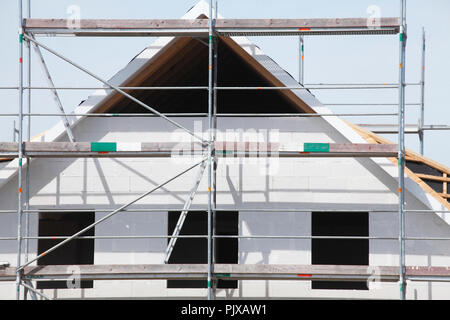 Detached house, construction site, shell construction, roof gable, lilienthal, Lower Saxony, Germany Stock Photo