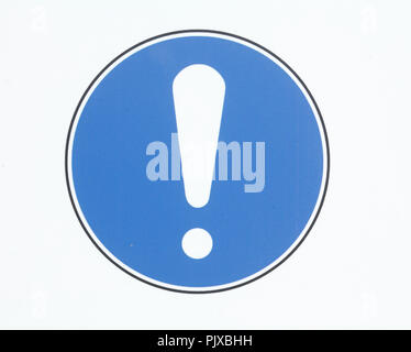 Blue Shield exclamation mark Stock Photo