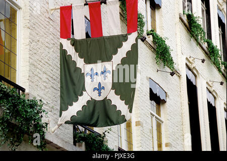 Heraldic flags in the centre of Leuven (Belgium, 10/07/2003) Stock Photo