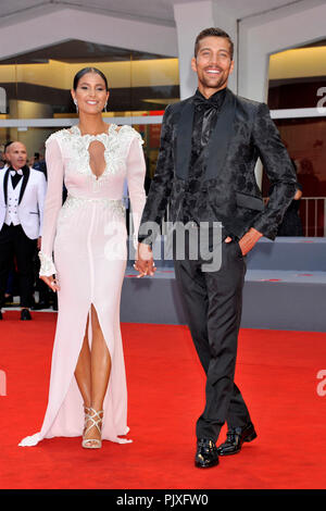 Mariana Rodriguez and Simone Susinna attending the 'Un People et Son Roi / One Nation, One King' premiere at the 75th Venice International Film Festival at the Palazzo del Cinema on September 07, 2018 in Venice, Italy. Stock Photo