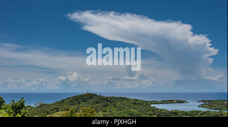 Cumulonimbus Anvil Cloud Off Caribbean Island Stock Photo