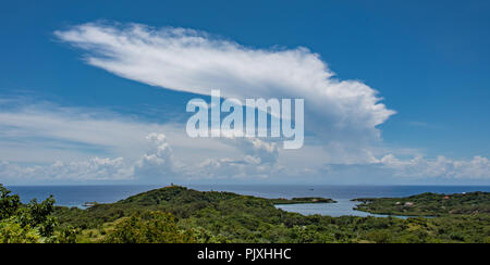 Cumulonimbus Anvil Cloud Off Caribbean Island Stock Photo