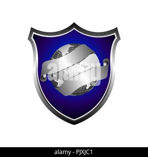 3D Globe shield vector icon. filled flat sign for mobile concept and web design. World protection simple solid icon. Symbol, logo illustration Stock Vector