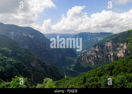 Mount Grappa, Veneto, Italy.  View of the Valsugana valley from Monte Grappa. Stock Photo