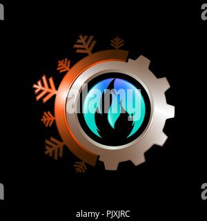 Snowflake and sun symbol for air conditioning and ventilation Stock Vector