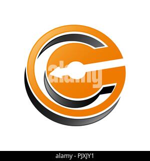 C letter. C monogram. Abstract letter like labyrinth. Network logo. Typography. Loader icon Stock Vector