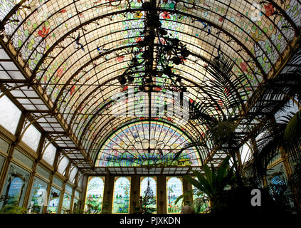 The art nouveau style Winter garden inside the Zusters van de Ursulinnen Institute in Onze-Lieve-Vrouw Waver (Belgium, 30/08/2009) Stock Photo