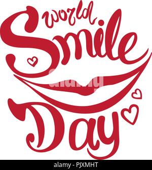 World Smile Day. Lettering. Quiet smile. Vector illustration. Stock Vector