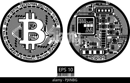 bitcoin front, back side Stock Vector