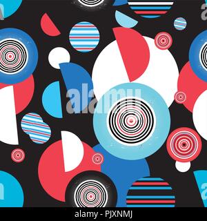 Seamless graphic pattern of geometric circular design elements Stock Vector