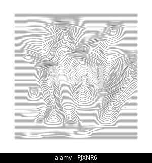 Abstract motion rippled surface. Stripe deformation background. Distorted wave monochrome texture. Vector illustration Stock Vector