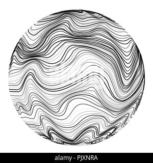 Abstract sonic wave ball. Motion chaos wavy background. Vector illustration Stock Vector