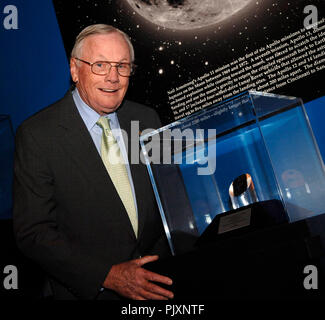 NASA Administrator Michael Griffin presented the NASA Ambassadors of Exploration award to Neil Armstrong (pictured).  Armstrong recived the award that includes a moon rock to recognize the sacrifices and dedication of the astronauts and others who were part of the Mercury, Gemini and .Apollo programs. A former naval aviator and NASA test pilot and Apollo 11 commander, Armstrong was the first human to ever land a spacecraft on the moon and the first to step on the lunar surface.  Armstrong's award will be displayed at the Cincinnati Museum Center at Union Terminal.   Tuesday, April 18, 2006.  C Stock Photo