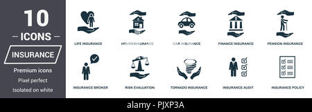 Insurance icons set. Premium quality symbol collection. Insurance icon set simple elements. Ready to use in web design, apps, software, print Stock Photo