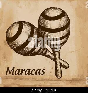 Bottle of tequila with lime and glass. painted by hand Stock Vector