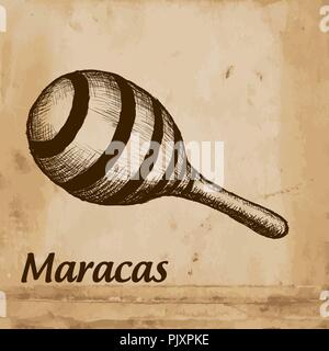 Bottle of tequila with lime and glass. painted by hand Stock Vector