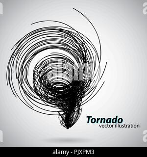 Tornado from curves and spirals. Vector illustration Stock Vector