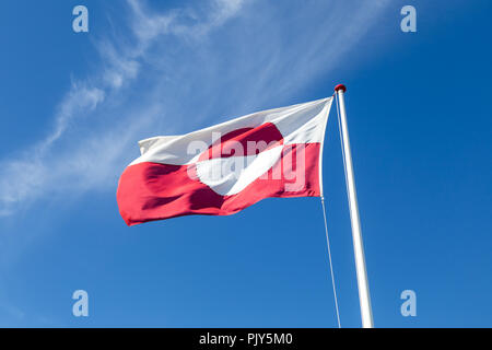 Greenlandic Flag on flagpole
