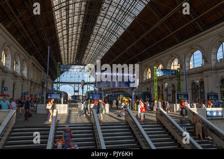 General view inside Budapest Keleti (eastern) railway station in Budapest, Hungary. Stock Photo