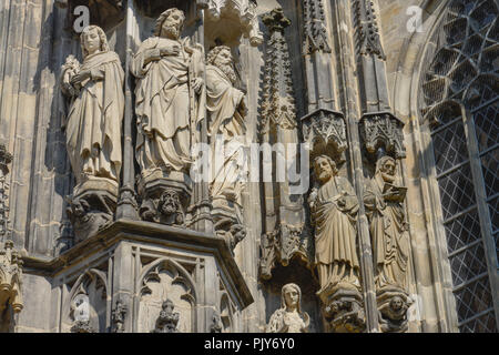 Outside sculptures, cathedral, Aachen, North Rhine-Westphalia, Germany, Aussenskulpturen, Dom, Nordrhein-Westfalen, Deutschland Stock Photo