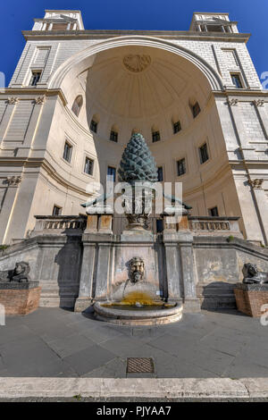 Fontana della Pigna (or the Pine cone, 1st century AD) depicts a giant Pine Cone - former Roman fountain in court of the Pigna (Cortile della Pigna) i Stock Photo