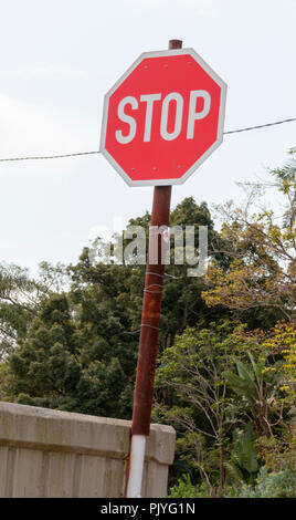 Stop Sign Piling Front and side view of concrete pole pile Stock Photo - Alamy