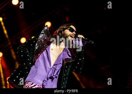 Milan, Italy, 8th September 2018: Thirty Seconds to Mars (Jared and Shannon Leto) perform on stage at Milano Rocks in Italy, at Area Experience in Milan, for their European Tour 2018 - Valeria Portinari/Alamy Live News Stock Photo