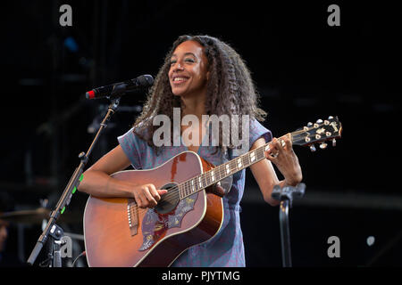 Corinne Bailey Rae performing on the Main Stage at the  OnBlackheath Music Festival, Lewisham, London Stock Photo