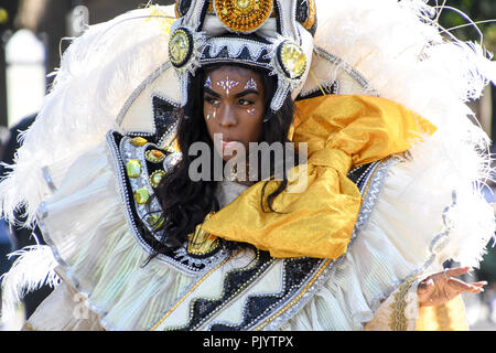 London, UK. 9th Sept 2018. Hundreds of watching the procession of the annual Hackney Carnival 2018 parade on 9th September 2018, London, UK Credit: Picture Capital/Alamy Live News Stock Photo