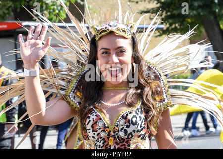 London, UK. 9th Sept 2018. Hundreds of watching the procession of the annual Hackney Carnival 2018 parade on 9th September 2018, London, UK Credit: Picture Capital/Alamy Live News Stock Photo