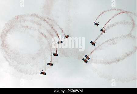 Kleine Brogel. 10th Sep, 2018. British paratroopers perform during the Belgian Air Force Day in Kleine Brogel Air Base in Belgium, on Sept. 9, 2018. Credit: Wang XiaoJun) (dtf/Xinhua/Alamy Live News Stock Photo