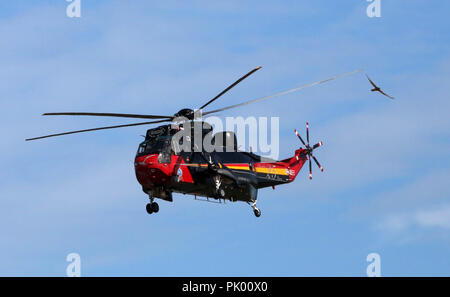 Kleine Brogel. 10th Sep, 2018. A SeaKing helicopter performs during the Belgian Air Force Day in Kleine Brogel Air Base in Belgium, on Sept. 9, 2018. Credit: Wang XiaoJun) (dtf/Xinhua/Alamy Live News Stock Photo