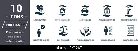 Insurance icons set. Premium quality symbol collection. Insurance icon set simple elements. Ready to use in web design, apps, software, print Stock Vector
