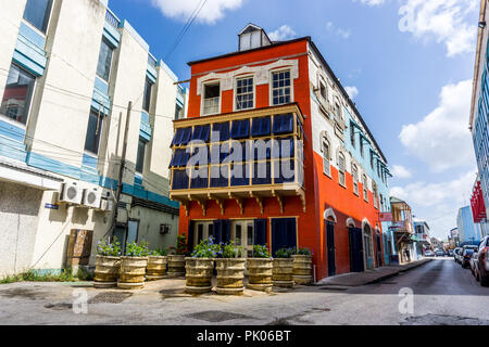 Colourful buildings in Old Town, Bridgtown, Barbados Stock Photo